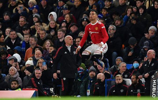 Cristiano Ronaldo came on in the second half for Manchester United against Chelsea