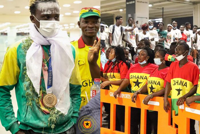 Watch how several fans stormed Kotoka Airport to welcome Olympic hero Samuel Takyi