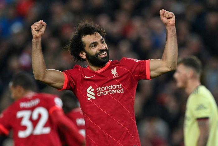 Mohamed Salah scored his 16th goal of the season in Liverpool's 4-0 thrashing of Arsenal