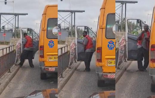 Trotro urinating in the middle of the road