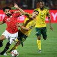 Prolific scorer Mohamed Salah (L) playing for hosts Egypt against South Africa in the 2019 Africa Cup of Nations