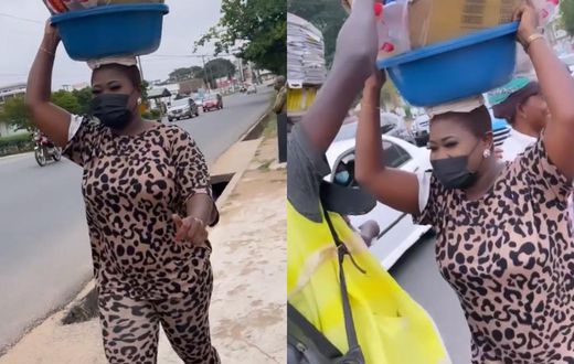 Sista Afia takes over street hawker's job in traffic; gives out free water, drinks