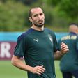 Giorgio Chiellini takes part in Italy's training session in London on Saturday