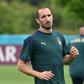 Giorgio Chiellini takes part in Italy's training session in London on Saturday
