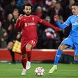 Egypt captain Mohamed Salah (L) playing for Liverpool against Atletico Madrid in the Champions League at Anfield.