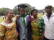 Thomas Freeman Yeboah with his mother, Mary Dapaah (far left)
