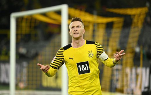 Borussia Dortmund captain Marco Reus celebrates scoring the winning goal in Saturday's 2-1 victory over Stuttgart