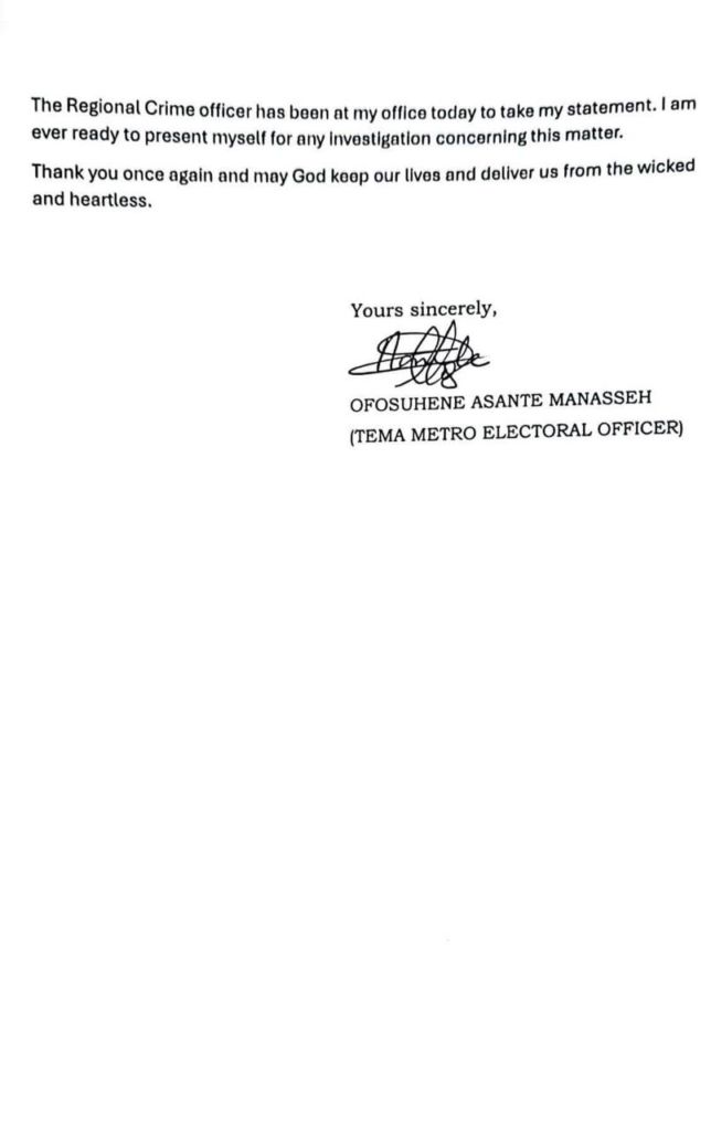 I was threatened to declare Ebi Bright as MP-elect – Tema EC Officer