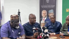 Justin Frimpong Kodua speaking during a visit to the NDC’s national headquarters on Wednesday, 13 August