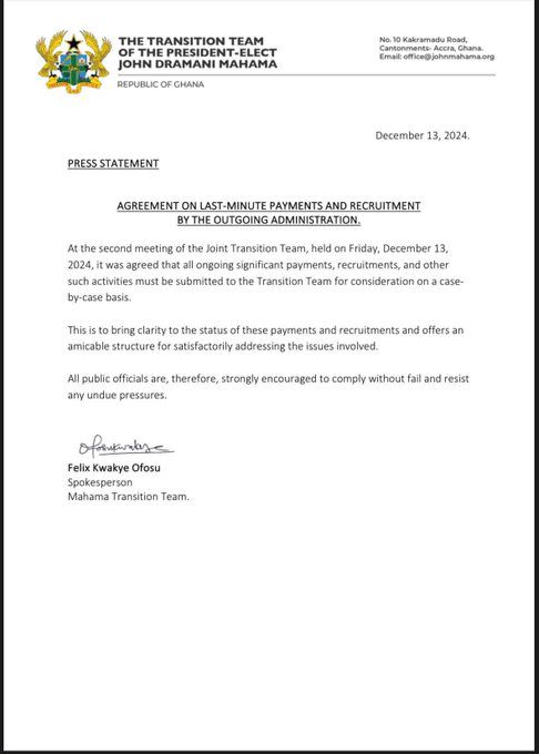 NDC and NPP transition teams clash over last-minute recruitment