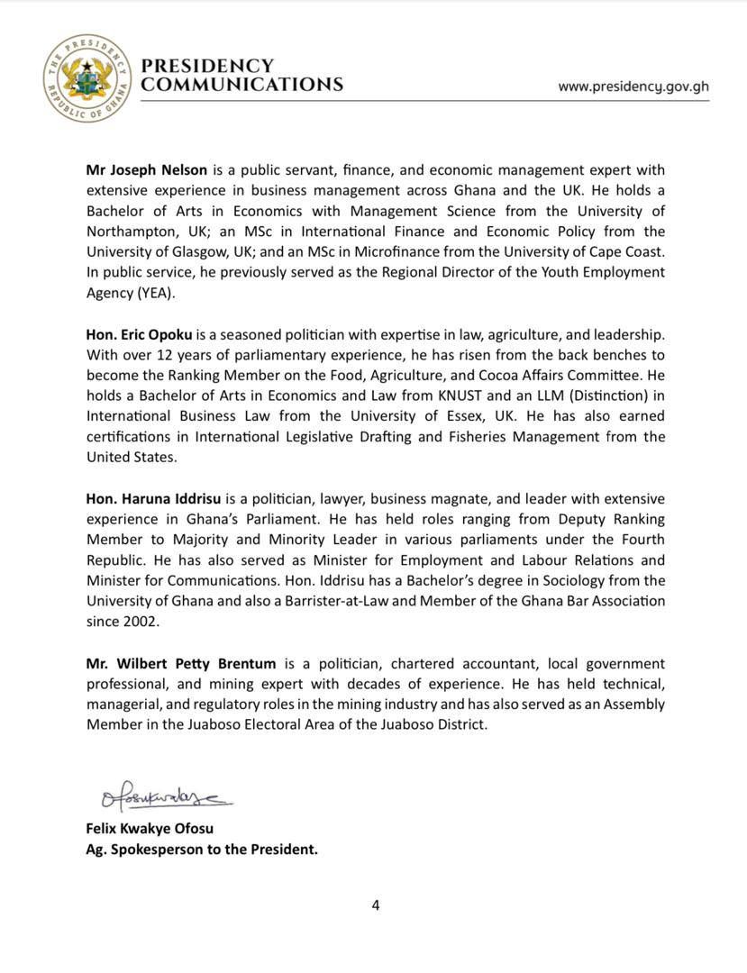 Haruna Iddrissu, Pablo make list as Prez. Mahama releases 2nd batch of ministers