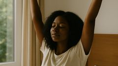 A woman waking up