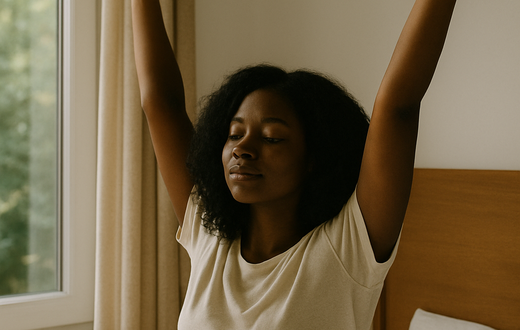 A woman waking up