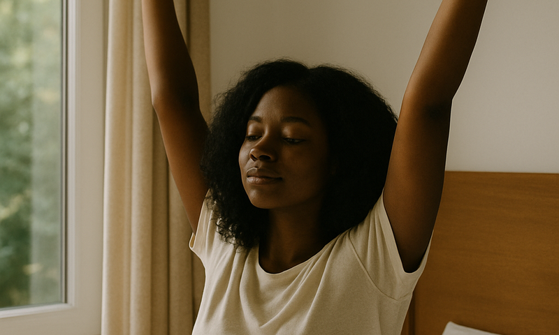 A woman waking up