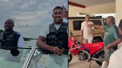 Ibrahim Mahama gifts Anthony Joshua expensive motorbike worth about GH₵100,000 (Video)