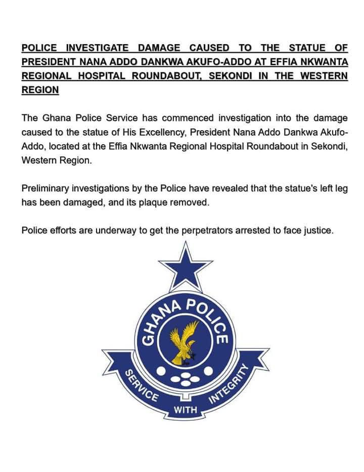 Police investigate vandalism of President Akufo-Addo’s statue