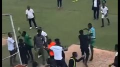 Angry player pelts stones at referee after controversial penalty decision (Video) 