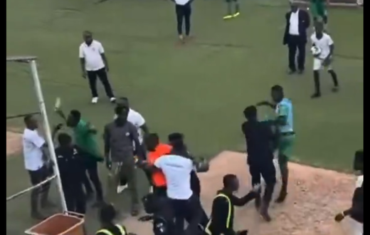 Angry player pelts stones at referee after controversial penalty decision (Video) 