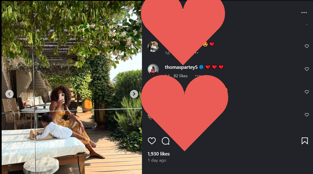Thomas Partey's comment on Instagram