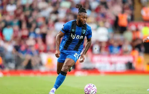 Antoine Semenyo of Bournemouth during the Premier League match between Liverpool and Bournemouth(Image: AFC Bournemouth via Getty Images)