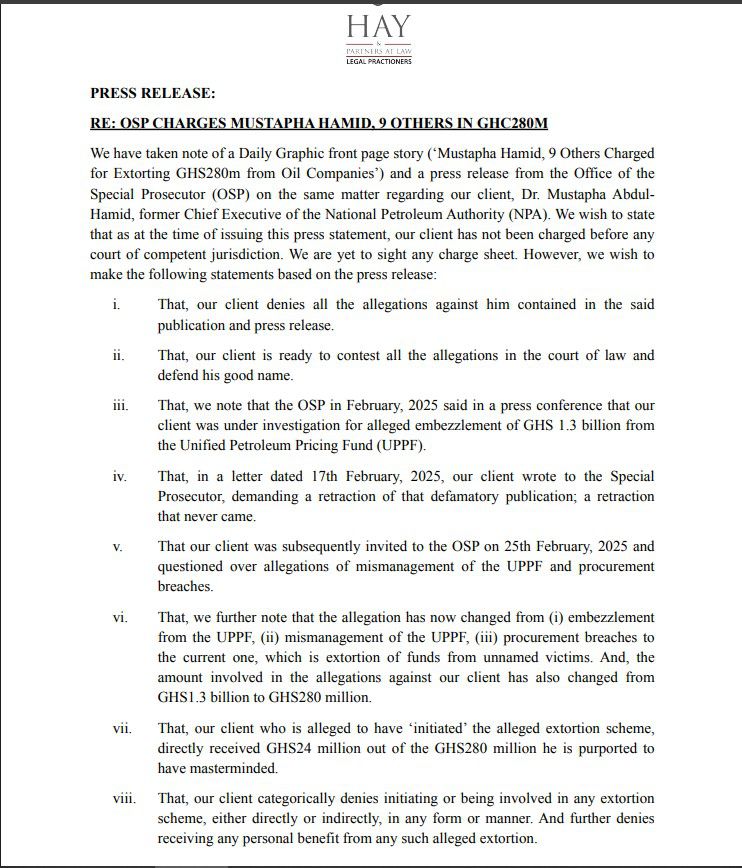 Ex-NPA boss Mustapha Hamid denies involvement in GH₵280m extortion scandal