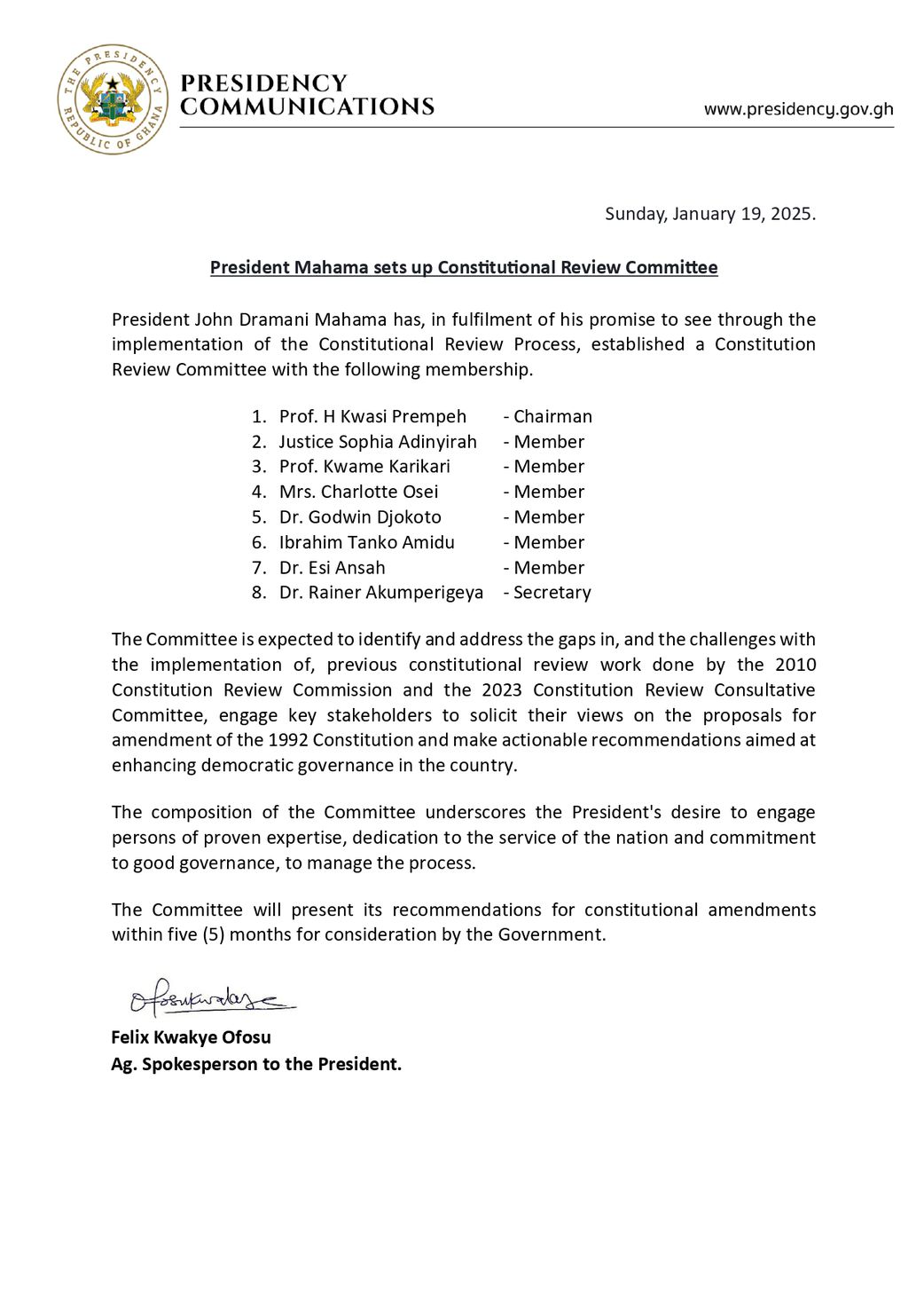 Mahama appoints Charlotte Osei, Kwasi Prempeh to Constitutional Review Committee