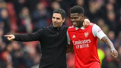 Thomas Partey and Mikel Arteta