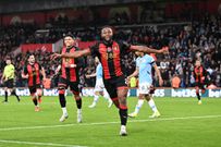 Antoine Semenyo celebrating his goal against Man City