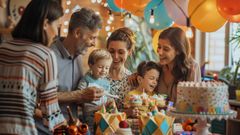 Family celebrating birthday