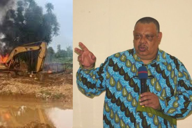 Professor Christopher Gordon kicks against burning of galamsey equipment
