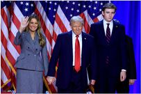 File photo: Republican presidential candidate Donald J. Trump, joined by his wife Melania Trump and their son Barron Trump, at the Election Night watch party in West Palm Beach, Florida.. EPA/CRISTOBAL HERRERA-ULASHKEVICH