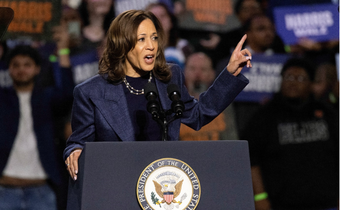 Democratic presidential nominee U.S. Vice President Kamala Harris speaks during a campaign rally at Michigan State University, REUTERS/Carlos Osorio