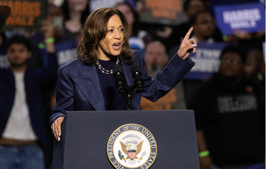 Democratic presidential nominee U.S. Vice President Kamala Harris speaks during a campaign rally at Michigan State University, REUTERS/Carlos Osorio