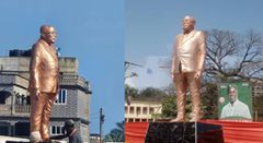 Ghanaians express anger as Akufo-Addo unveils statue of himself, scores himself 80%