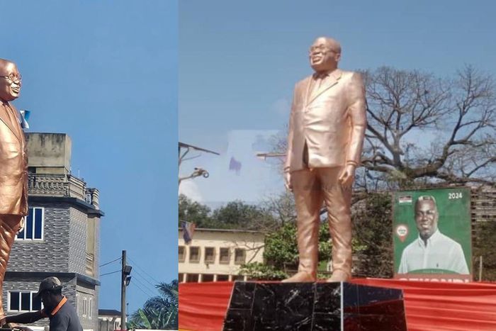 Ghanaians express anger as Akufo-Addo unveils statue of himself, scores himself 80%