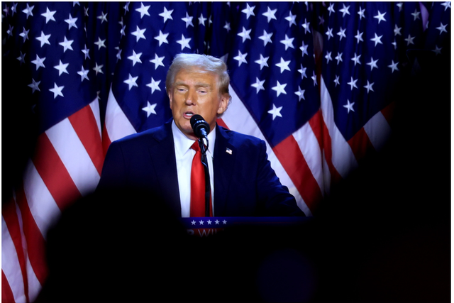 File photo: Republican presidential candidate Donald J. Trump addresses supporters at the Election Night watch party in West Palm Beach, Florida, USA, 06 November 2024. EPA/CRISTOBAL HERRERA-ULASHKEVICH