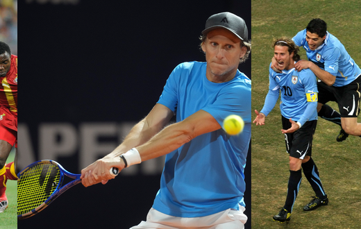 Diego Forlan, scorer of fantastic freekick against Ghana at 2010 World Cup now a Tennis player