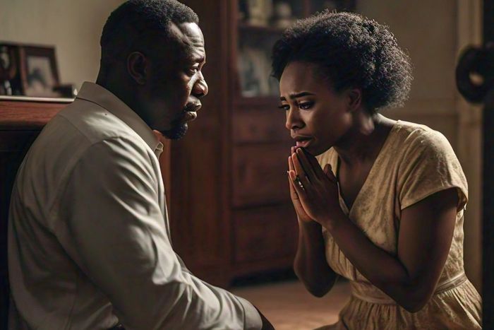 Wife begging husband for forgiveness