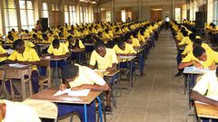 Students writing exams