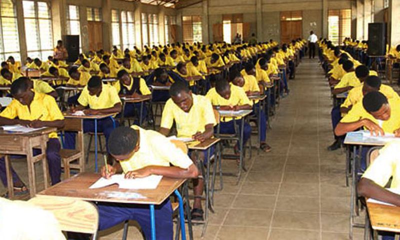 Students writing exams