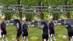 Video: Real Madrid legend Roberto Carlos learns football trick from Black Queens player Freda Ayisi