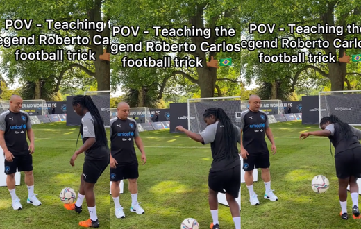 Video: Real Madrid legend Roberto Carlos learns football trick from Black Queens player Freda Ayisi