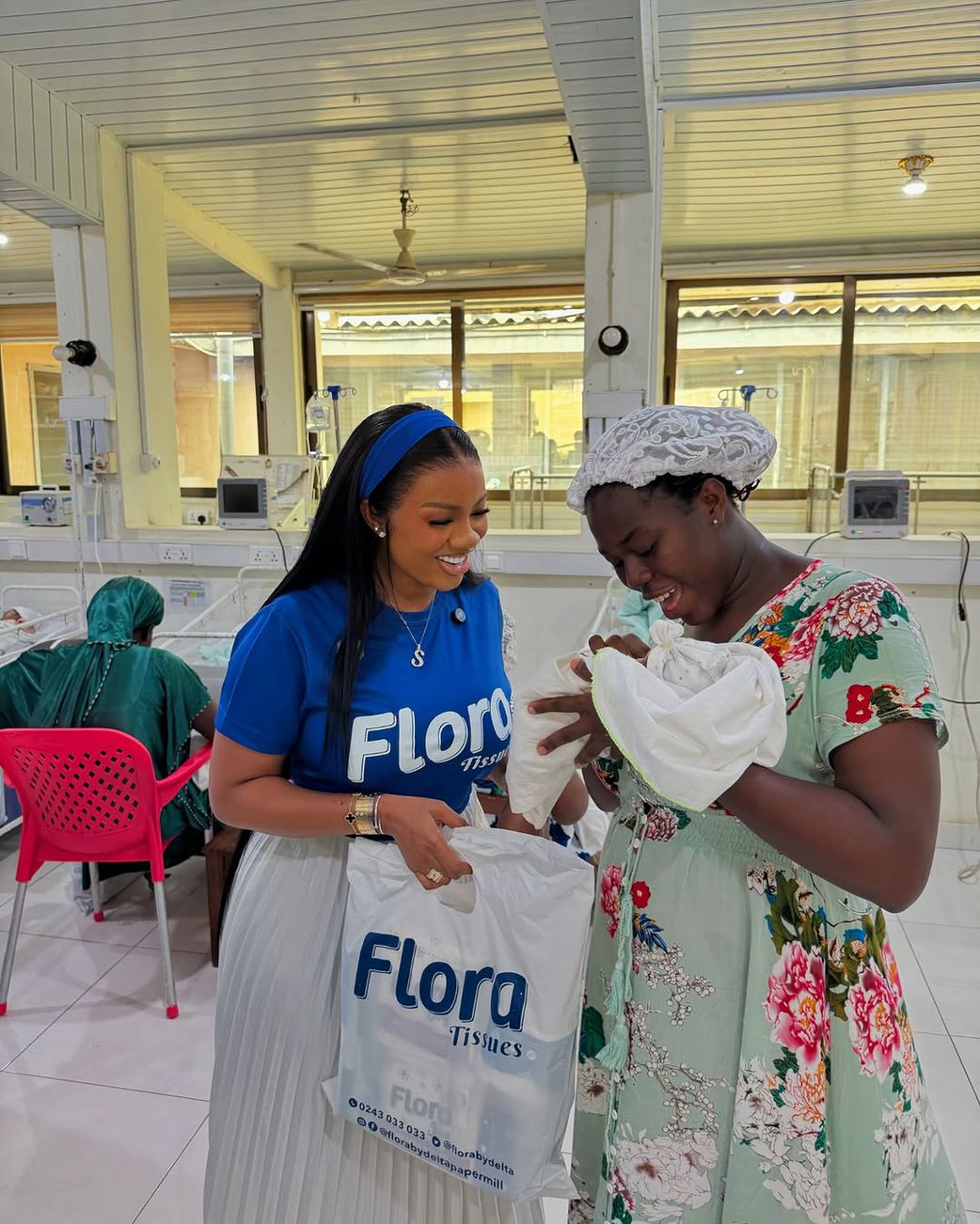 Flora Kids Baby Diapers and Serwaa Amihere spread love at Tema General Hospital on International Women’s Day