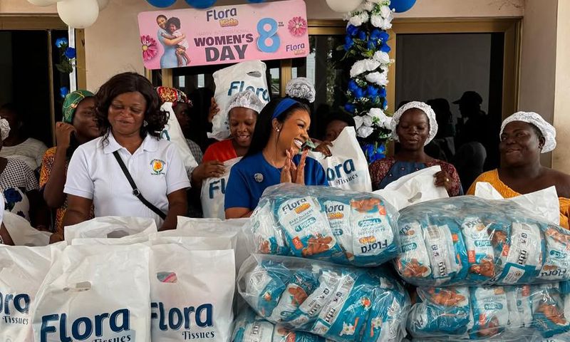 Flora Kids Baby Diapers and Serwaa Amihere spread love at Tema General Hospital on International Women’s Day
