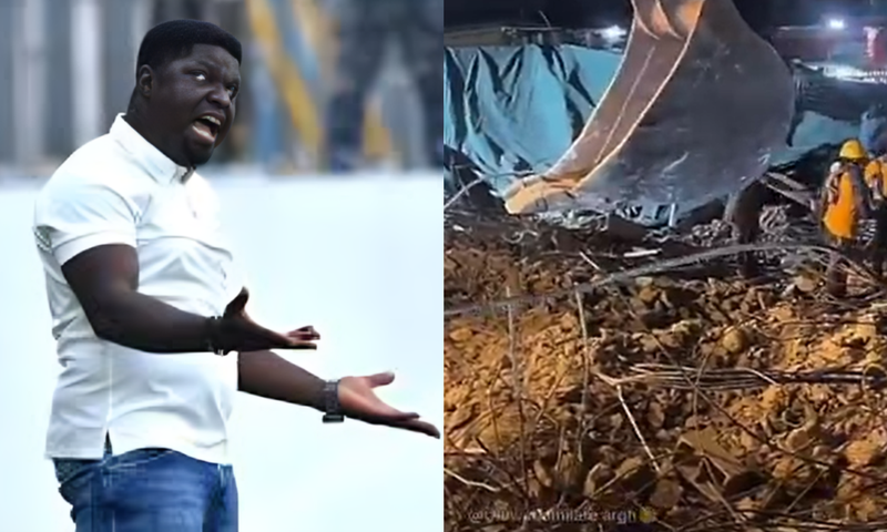 Nigeria’s assistant coach escapes deadly restaurant collapse in Lagos (Video)