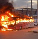 Team bus set ablaze