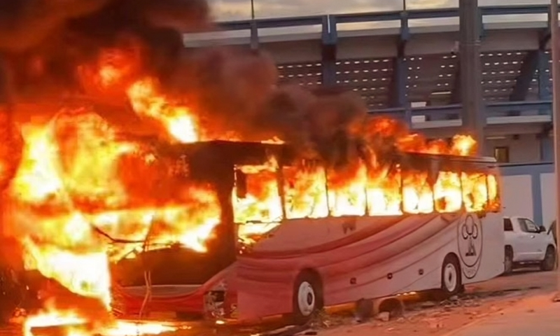 9 dead including police officer in Libyan derby chaos with team bus set on fire
