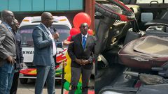 GFA President delivers buses to Division One League Clubs