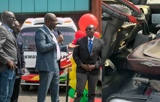 GFA President delivers buses to Division One League Clubs