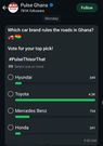 Pulse Ghana poll reveals the most used car brands in Ghana - Check your favourite